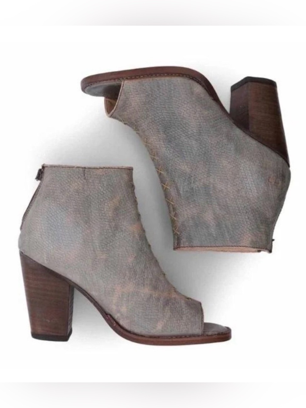 Bed Stu Onset Peep Toe Booties Taupe Lux Size 9.5